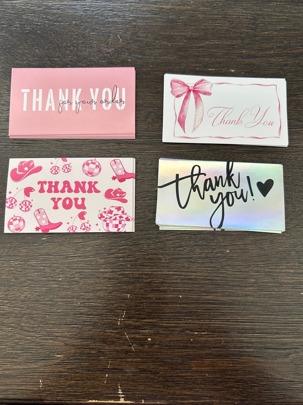 Pack of Assorted Pink Thank You Cards (pack of 20)